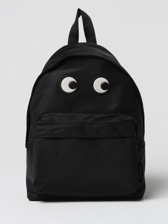 Anya Hindmarch Eyes Backpack Black Nylon Leather Trim Gold Hardware